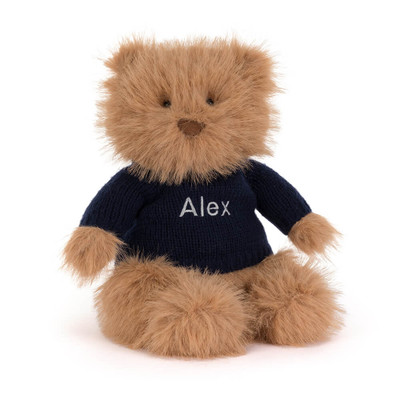 Bartholomew Bear Bouffant with Personalised Navy Jumper