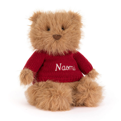 Bartholomew Bear Bouffant with Personalised Red Jumper